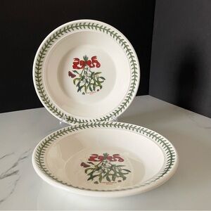 SET of 2 Mistletoe Pasta or Soup Bowls by Portmeirion